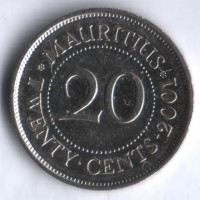 Монета 20 центов. 2001 год, Маврикий.