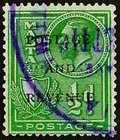 Почтовая марка (⅟₂ c.). "Король Георг V". 1928 год, Мальта.