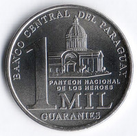 Монета 1000 гуарани. 2008 год, Парагвай.
