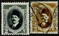 Набор почтовых марок (2 шт.). "Король Фуад I". 1923 год, Египет.