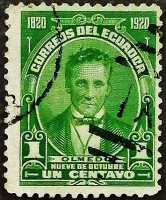 Почтовая марка (1 c.). "Президент Хосе Хоакин де Ольмедо". 1920 год, Эквадор.