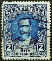 Почтовая марка (2 c.). "Хусто Руфино Барриос". 1929 год, Гватемала.