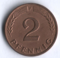 2 пфеннига. 1958 год (F), ФРГ.