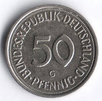 Монета 50 пфеннигов. 1984(G) год, ФРГ.