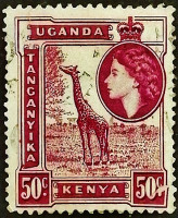 Почтовая марка (50 c.). "Королева Елизавета II". 1954 год, Британская Восточная Африка.