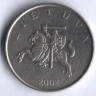 Монета 1 лит. 2002 год, Литва.